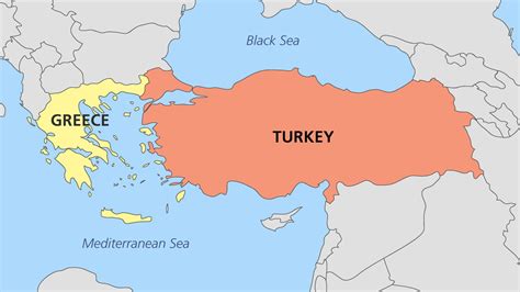 Map of Greece and Turkey